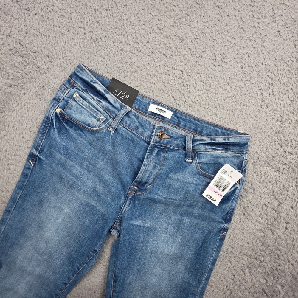 Kensie Jeans Skinny Jeans Women 6/28 Blue Raw Hem Side Slit Medium Whiskered